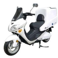 Side View Of White Electric Motorbike