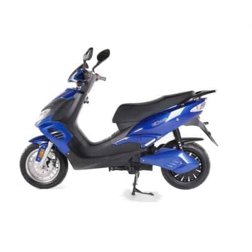 Side View Of Black And Blue Electric Motorbike