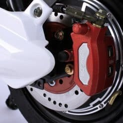 Red Electric Moped Breaks