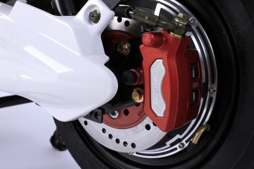 Red Electric Moped Breaks